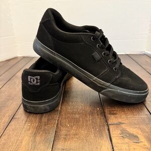 Dc Shoes Leather Anvil Lace Up Sneaker All Black Skateboard Men 8.5